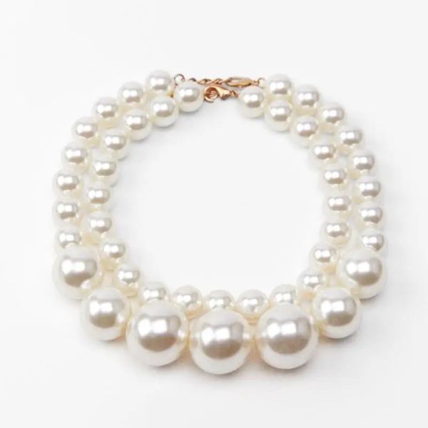 Colares 2024 New Za Fashion Faux Pearl Beads Colar Women Women Indian Declaração grande colarinho grande jóias de colar de gargantilha de babador