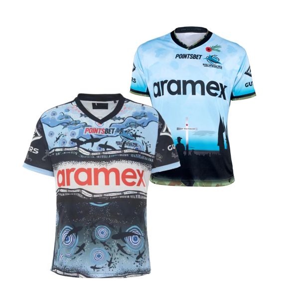 Rugby 2022 Cronullasutherland Sharks Mens indígenas/Anzac Rugby Jersey