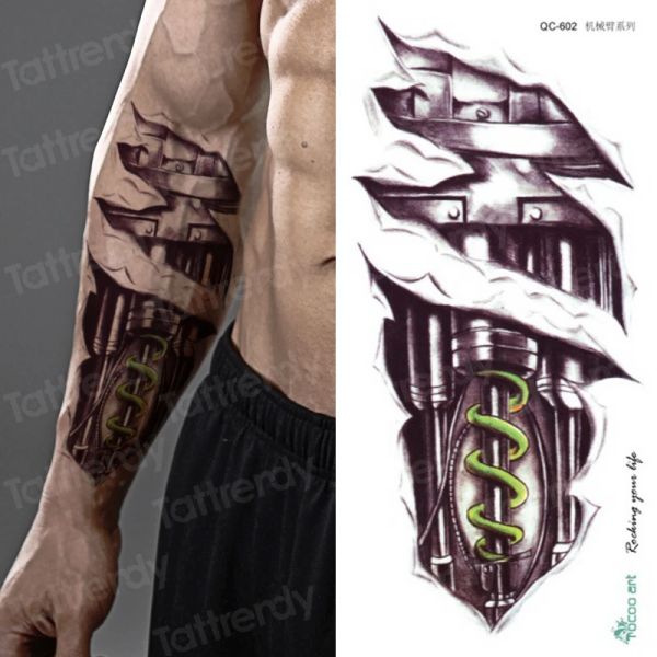 Tattoos Temporär Tatoo Männer Mechanischer Tiger Temporär Tattoo Boy wasserdichte Hand Tatoo 3D Roboter Tattoo Aufkleber Wassertransfer Körperkunst