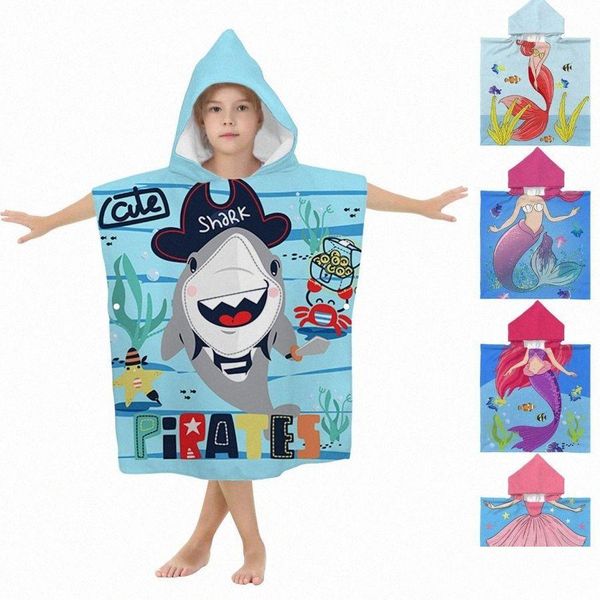 Asciugamani abiti per bambini con cappuccio da bagno per ragazzi ragazze cartone animato stampato per bambini baby beach washoth bambini giovani asciugamano indossabile assorbente dh9p8