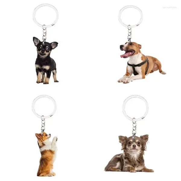 Keecheins 4pcs/Lot Dogs Dishyring Acrilic Cine Sit sit su The Backpack Men Key Chain Ring Regali per la ragazza