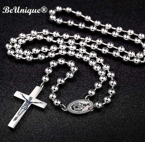 Man039s Luxury Steel Rosary Rosary Charm Cocklace Centro Centro Piezzettori Religiosi di Natale 2106216118711