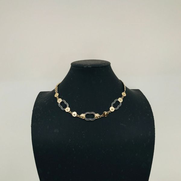 Collana in ottone oro 18k oro collare classico classico a doppia lettera collana a ciondolo nera smalto bottone in tandem choker di moda femminile