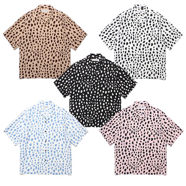 2024SS SHIRT LEOPARD UOMINO DONNA STREETTORE SCHEDA BLACI BLUI BLU BLU PACCHIA DI TOPO DI QUALITÀ