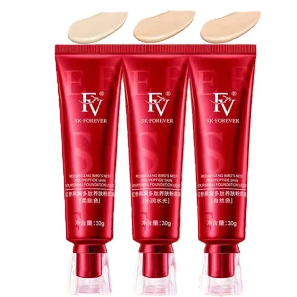 Creme FV Red Ginseng Bird's Nest Polipeptida Fundação líquida de líquido fino longa sem maquiagem Controle de óleo WaterProo