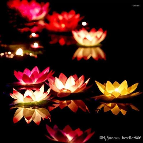 Fiori decorativi 2024 Lampada candele a fiore di loto galleggiante a LED artificiale con luci colorate per le decorazioni per feste di nozze