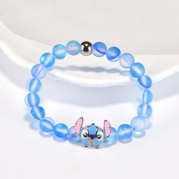 Stränge Ohana Stitch Mondstein Armband Stich Lilo Cartoon für Frauen Mädchen Blaugrüne Bohnen Geschenke Schmuckzubehör Geburtstag Geschenke