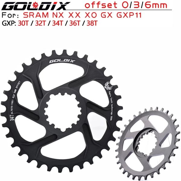 Части MTB Bike GXP Цепочка смещение 0 мм/3 мм/6 мм 30T 32T 34T36T38T Crown Bicycle Sprocket для SRAM 11/12S NX XX XO GX GXP11 ОДИНСКИЙ ДИСК