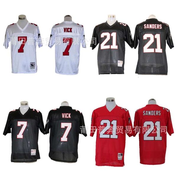Men Jersey Falcons 7 Vick American Rugby Jersey, 21 # Sanders Mesh Sticketechnologie