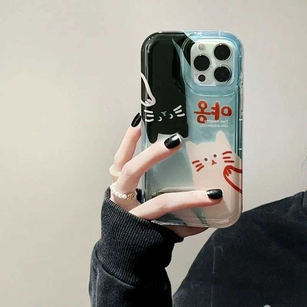 Cancellai per cellulare Coppia Chic Cat Cat Funny Transparent Telefy Case per iPhone 14 Pro Max 14 Plus 13 Pro 12 Mini 11Pro XS XS MAX XR 7 8 Plus SE Y240423