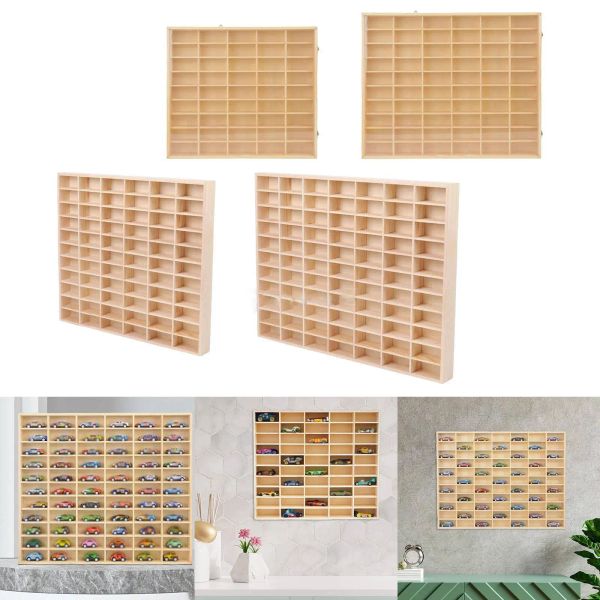 Racks Holz Multigrid Box Autos Aufbewahrungsbox Handheld Storage Box Multilayer -Displayschrank Wandspielzeug Display Rack Rack