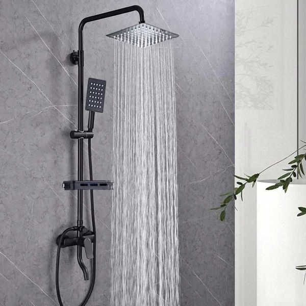 Set di doccia per bagno set da doccia per bagno nero set di culo in rame rubinetto da bagno a parete porta da bagno a parete ghisa t240422