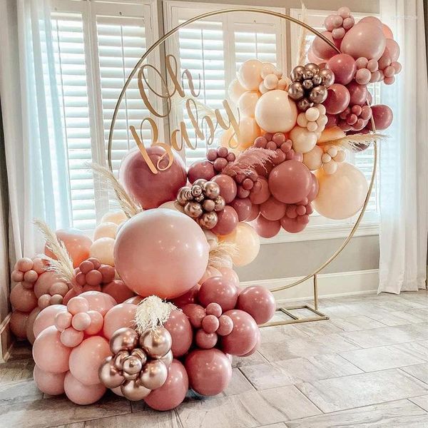 Decorazione per feste 134pcs retrò rosa palloncino ghirlanda arco kitbaby doccia per bambini decorazioni per bambini di nozze forniture per matrimoni