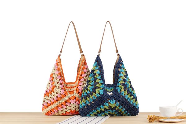 Дизайнерские сумки плетение пляжного пакета красочная вязаная сумка для сумки богемной сумки вязание крючко