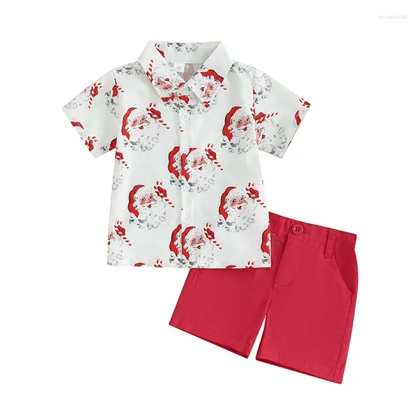 Set di abbigliamento Sunsiom Toddle Baby Boys Abbigliamento di Natale Set Casta stampa a manica corta Babbo Natale con pantaloncini per bambini