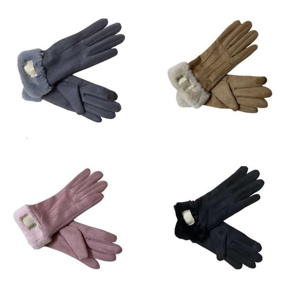 NOVO Design Design Faux Fur Style Glove Ug para homens Mulheres Winter Outdoor quente Five Fingers Luvas de couro artificiais por atacado S