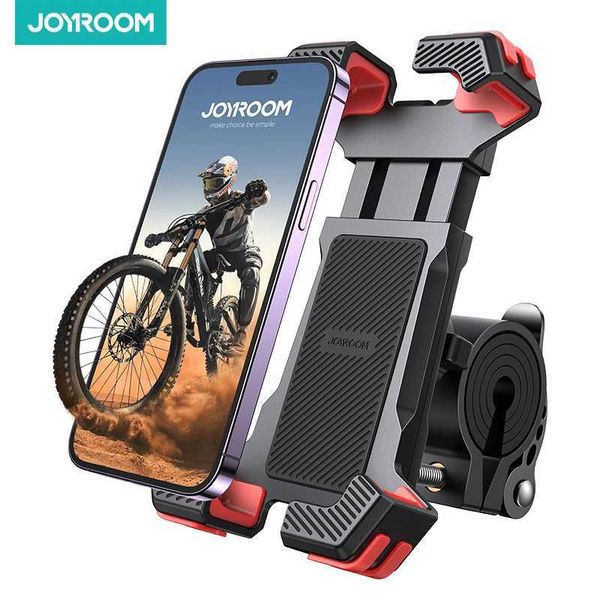 Сотовые крепления держатели Joyroom Bike Phone Mount 1S Locks Chone Motorcycle Phone Mount с быстрым зажимным зажимом на руле для всех телефонов Y240423