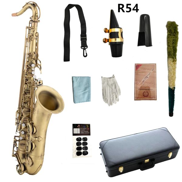 Saxophon R54 Tenor Saxophon Referenz antikes Kupfer B flaches Holzblaseninstrument mit Mundstück Mundstück Reeds Nacken kostenlos Versand