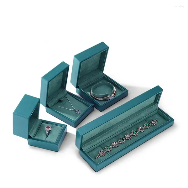 Caschetti per gioielli in pelle di lusso Ring Box Coppia Rings Orecchini Collacile Packaging personalizzato con logo