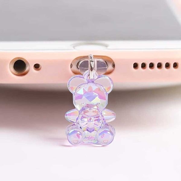 Cep Telefonu Anti Tütsül Gadgets 1 Kawaii Telefon Toz Fişi Büyüleyici Akrilik Ayı Toz Fişi Telefon Toz Kapağı Şarj Portu Fişi Y240423