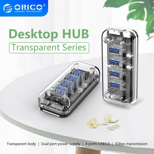 Hubs ORICO 4/7 PORT USB 3.0 Hub Adaptador de fonte de alimentação dupla OTG C Hub do carregador PC alimentado por computadores periféricos de computadores acessórios