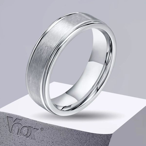 Bänder VNOX 6mm Mattoberflächenring für Männer, klassisches Ehering aus Edelstahl, Unisex Basic Plain Tail Ring