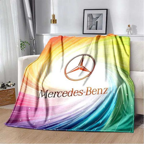 Одеяла M-Mercedes-Benz Fashion Racing Printed Одеятные одеяло премиум-фланель Тонкое спальное одеяло.