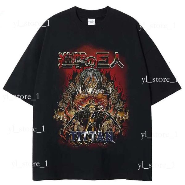 Tasarımcı Erkekler Tshirts Anime Saldırısı Titan Asit Yıkama Tişört Grafik Tees Yaz Hip Hop Harajuku Sokağı Büyük Boyut Üstler Pamuk Manga Vintage Tees Man için 2679