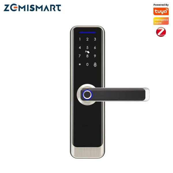 Controle Zemismart Tuya ZigBee Smart Lock Core Cylinder Home Segurança Bloqueio da porta de criptografia de impressão digital desbloqueio com a campainha da campainha