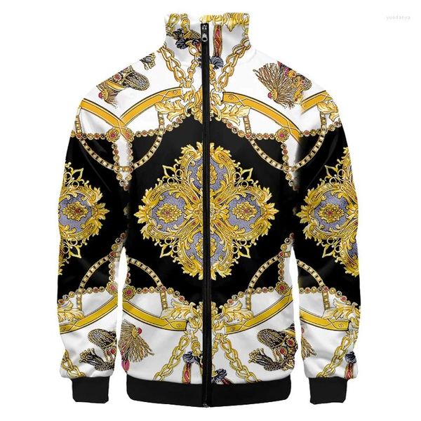 Herrenjacken Luxus goldenes Muster Menwomen's Jacket Bomber Frauen Taschen Taschen Reißverschluss Langarm Mantel Top Frühling Kleidung