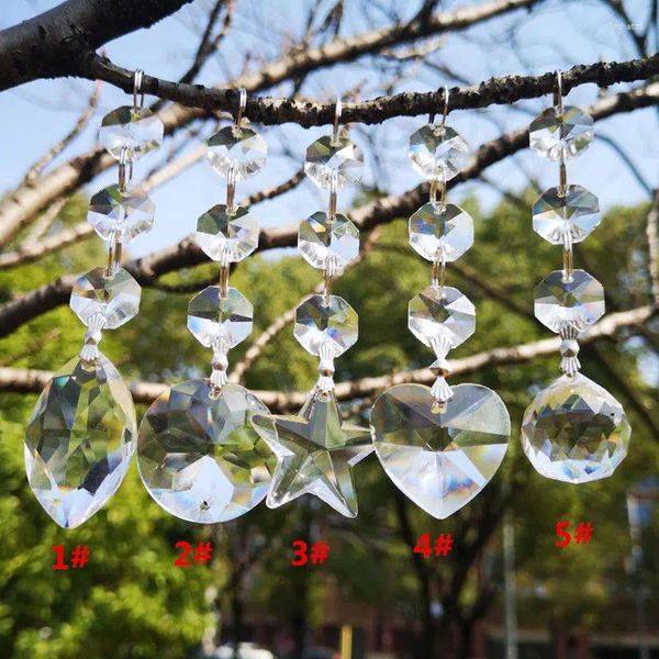 Estatuetas decorativas 5pcs prismas de vidro de cristal lustre lustre prisma parte de pingentes de lágrima clara