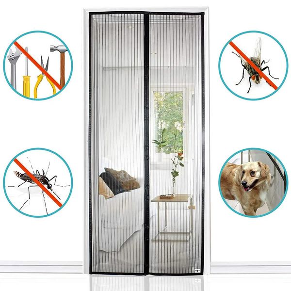 Nessuna tenda per porta magnetica per punzonatura Anti Mosquito Insetto Fly Bug Bug Automatic Closing Household Venion Curtains Y240416