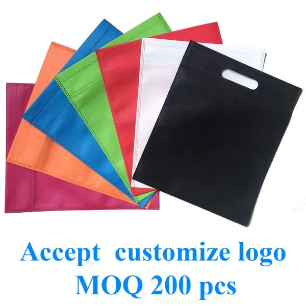 Taschen 20 Stücke/Lot Custom bedrucktes Logo Geschenk Nicht gewebter Aufbewahrungstasche/Promotion Handgriff Nicht -Stofftasche für Mode-/Einkaufstasche