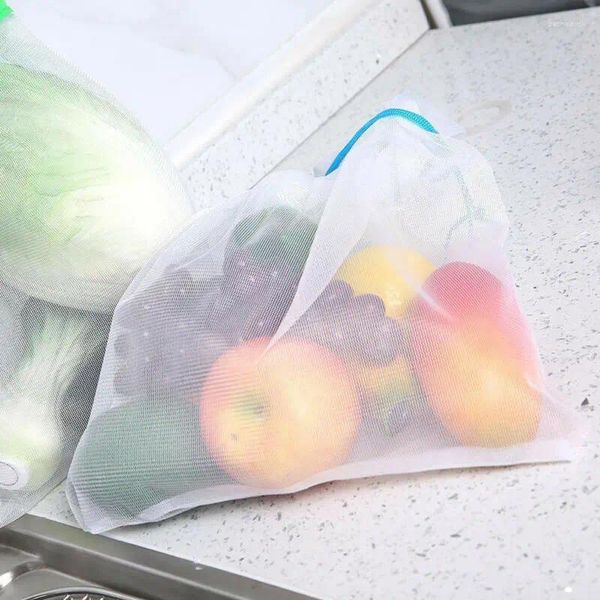 Caminhada 12pcs/conjunto de alimentos reutilizáveis Mesh de bolsas de armazenamento Piqueniques de cozinha bolsas de piquenique de cozinha