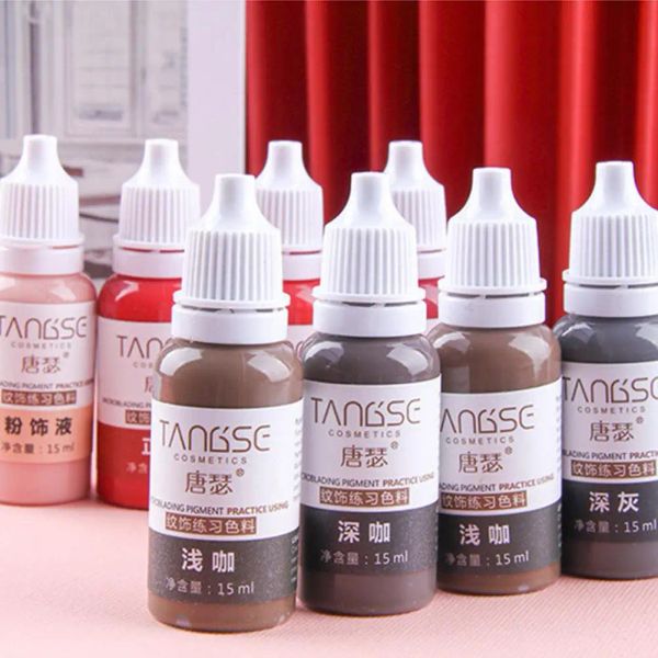 INKS 15ML Practice Tattoo Trike Conjunto de maquiagem permanente sobrancelha lábios Tatuagem de linha de olho para o corpo Tattoo Art Supplies Pigmment Color Pigment