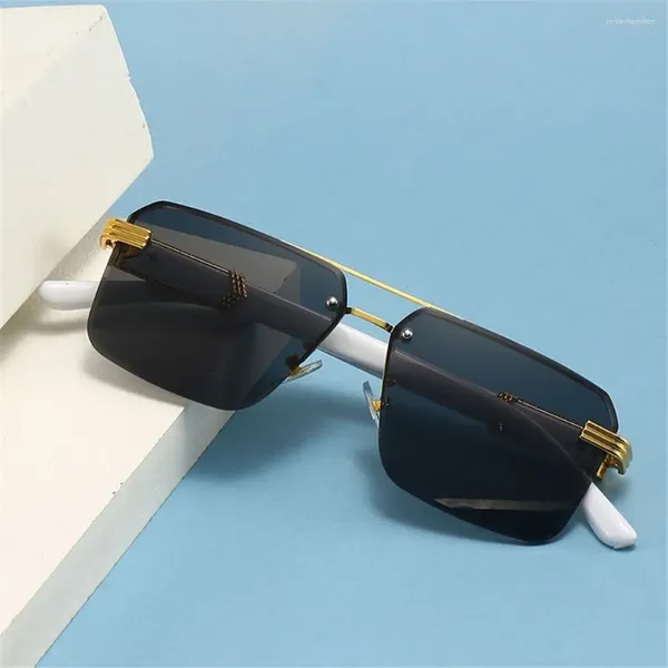 Outdoor Brille Vintage Randless Sonnenbrille für Männer 2024 UV400 Quadratschneidelben rahmenlose Sonnenbrillen Frauen