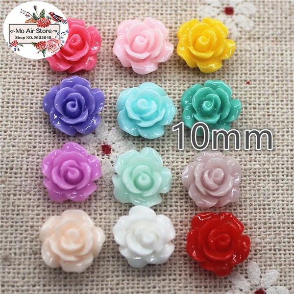 Dekorative Figuren 100pcs 10 mm gemischte Farbe Blume Kamelie Harz Flachback Cabochon DIY Schmuck/Telefondekoration ohne Loch