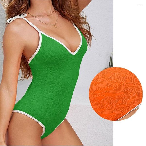 Menas de banho feminina Mulheres de maiô de uma peça Sexy feminino Solid Solid Up Brasilian Summer Bodysuit Swimming Suits Monokini Plus Size Bathing