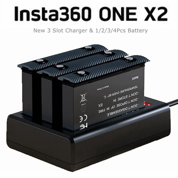 Hubs Novo Insta 360 Acessórios One X2 1700mAh Bateria de lítio + 3 Slot USB Carregador Hub para Insta360 Um x2 Kits de carregamento