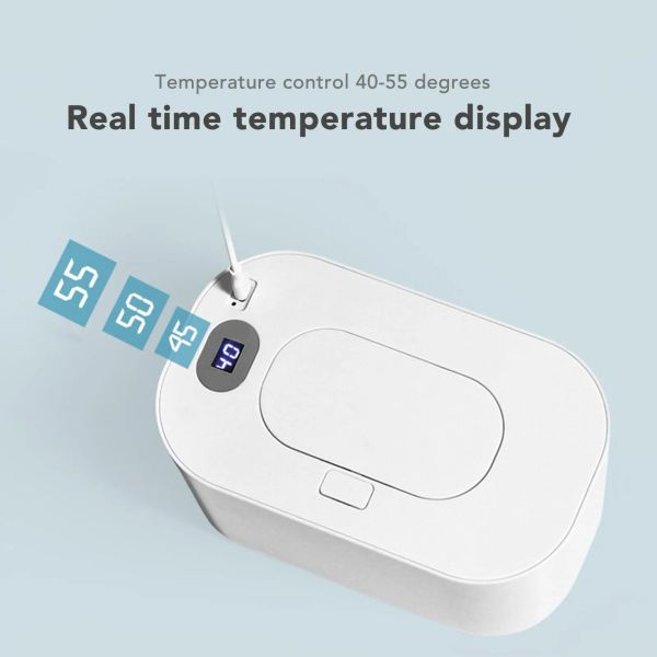 Distributori pulizia più calda Wipe Wipe Distener di distributore di costante alimentato USB grande capacità con riscaldamento del display per i neonati