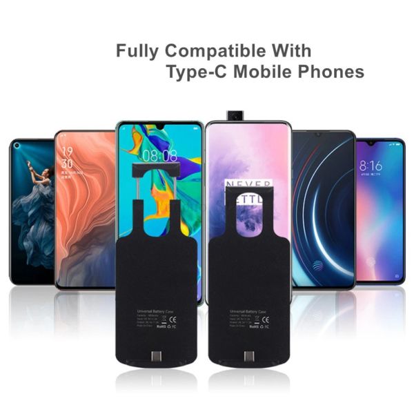 Huawei Oppo Samsung Vivo OnePlus Sony Google Xiaomi Power Case için Evrensel Ayarlanabilir TypeC pil şarj cihazı