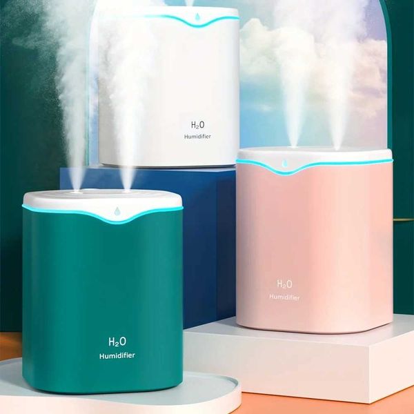 Luftbefeuchter 2000 ml Dual Spray Düse kalte Nebel große Kapazität Farbe Nachtlicht USB H2O Luftdiffusor Luftfeuchter Y240422
