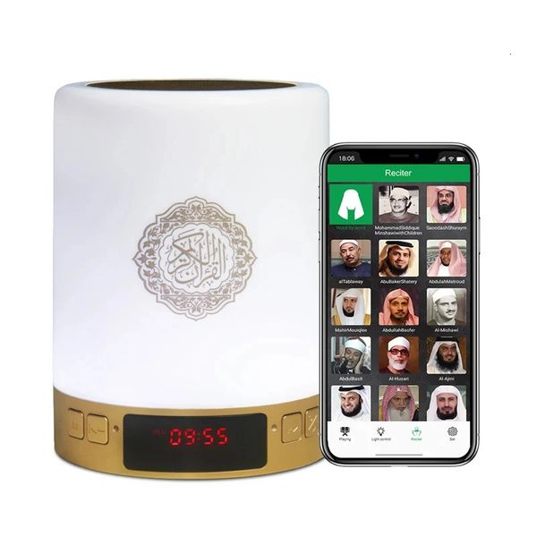 Zan Clock Speaker Портативный исламский Quran Night Light Gift 16G карта памяти Veilleuse Coranique Mp3 -плеер радио -динамики AM FM 240418