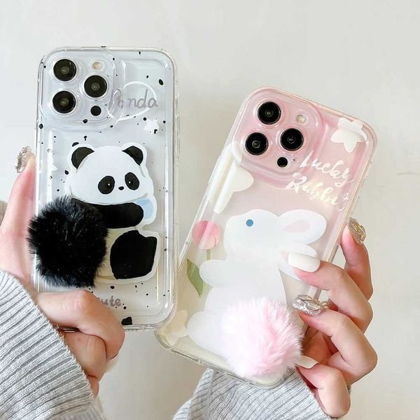 Bumpers de telefone celular 3D Cartoon Fur Tail Soft Transparent Sritursoop Phone Case para iPhone 15 14 Pro Max X XS XR 11 Pro 12 mini 13 Pro 7 8 mais se Y240423