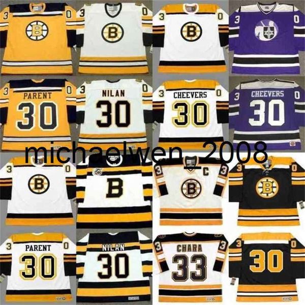 KOB WENG 30 BERNIE PAI CHRIS NILAN GERRY CHEEVERS JIM CRAIG TIM TIM THOMAS 33 ZDENO CHARA Custom Hockey Jerseys S-5xl