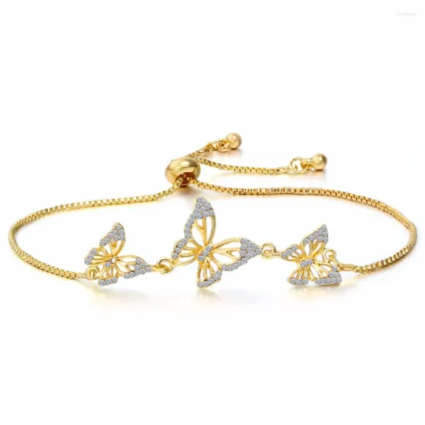 Charm Bracelets Goldfarbe Schmetterling süße verstellbare langkette Armreifen für Frauen Hochzeit Schmuck Geschenke