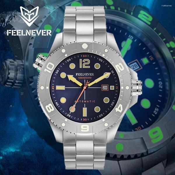 Armbanduhr Feel N Ever Ever 2024 Sport Dive Herren mechanische Uhr für Männer Edelstahl 500 m wasserdichte Uhr Sapphire Kristall Uhren