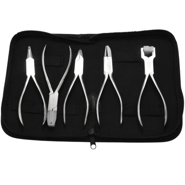 Lentes de qualidade 5pcs aço inoxidável óculos ópticos óculos óculos Óticos Frame Reparação de alicates ópticos Kit de ferramentas com bolsa preta bolsa