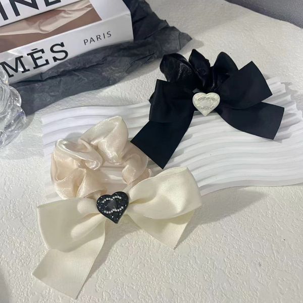 Fashion Women Brand Design Double Letter Crystal Pearl Hair Band Band Elastic Horco Pony Cotail Holder Luxury Bowknot INTESTIONE Accessori per capelli intestini