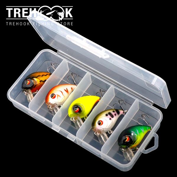 Acessórios Trehook ISCA Pesca Mini -pesca Kit 5pcs 45mm 7,4g Top Water Wobblers Crankbait Artificial Plastic Minnow Baits Conjunto